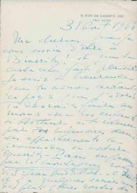 Portada:Carta dirigida a Aniela Rubinstein. París (Francia), 31-08-1961