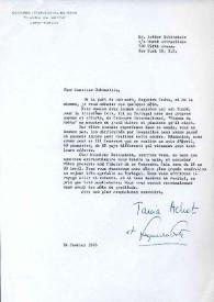Portada:Carta dirigida a Arthur Rubinstein. Lisboa (Portugal), 24-02-1966