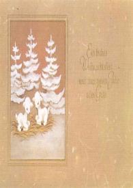 Portada:Tarjeta de felicitación dirigida a Aniela Rubinstein. Reinach (Suiza), 03-12-1984