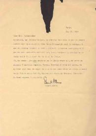 Portada:Carta dirigida a Aniela Rubinstein. París (Francia), 21-05-1964