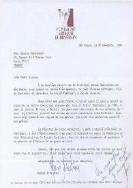 Portada:Carta dirigida a Aniela Rubinstein. Sao Paulo (Brasil), 06-12-1988