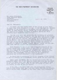 Portada:Carta dirigida a Arthur Rubinstein. Tokio (Japón), 05-04-1961