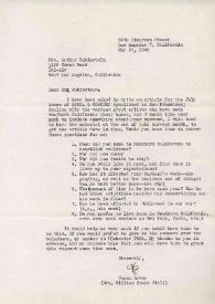 Portada:Carta dirigida a Aniela Rubinstein. Los Angeles, California (Estados Unidos), 22-05-1948