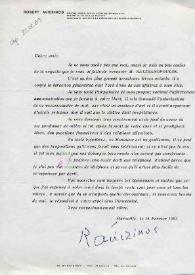 Portada:Carta dirigida a Aniela Rubinstein. Marsella (Francia), 14-02-1983