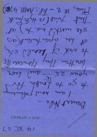 Portada:Carta dirigida a Aniela Rubinstein. Washington D. C., 14-06-1957