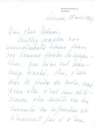 Portada:Carta dirigida a Aniela Rubinstein. Lucerne (Suiza), 25-04-1967