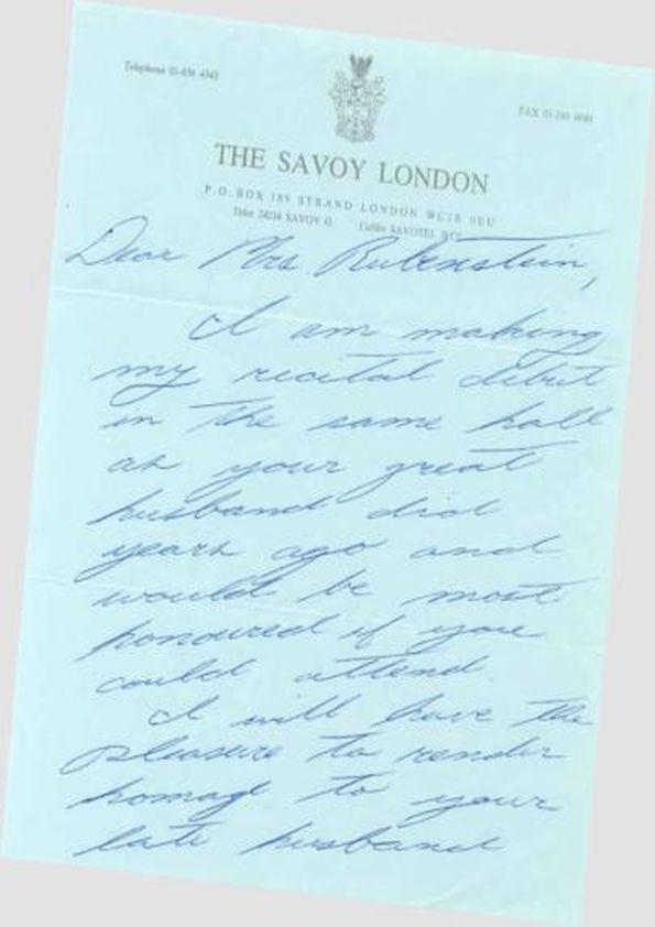Carta dirigida a Aniela Rubinstein. Londres (Inglaterra) | Biblioteca Virtual Miguel de Cervantes