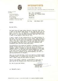 Portada:Carta dirigida a Aniela Rubinstein. La Haya (Holanda), 16-03-1977