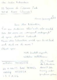 Portada:Carta dirigida a Aniela Rubinstein. Viena (Austria), 16-01-1977