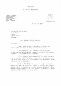 Portada:Carta dirigida a Aniela Rubinstein. Nueva York, 04-10-1971