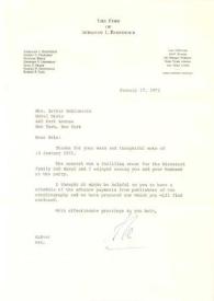 Portada:Carta dirigida a Aniela Rubinstein. Nueva York, 17-01-1972