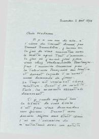 Portada:Carta dirigida a Aniela Rubinstein. Bruselas (Belgica), 02-08-1978