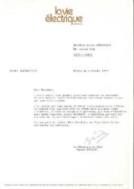 Portada:Carta dirigida a Arthur Rubinstein. París (Francia), 04-02-1977