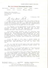 Portada:Carta dirigida a Aniela Rubinstein. Tel Aviv (Israel), 03-02-1989