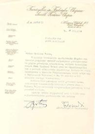 Portada:Carta dirigida a Arthur Rubinstein. Varsovia (Polonia), 30-07-1958