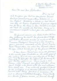 Portada:Carta dirigida a Aniela y Arthur Rubinstein. Orinda, California (Estados Unidos), 31-10-1975