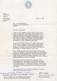 Portada:Carta dirigida a Aniela Rubinstein. Nueva York, 23-04-1983