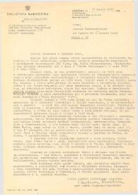 Portada:Carta dirigida a Aniela Rubinstein. Varsovia (Polonia), 17-03-1984