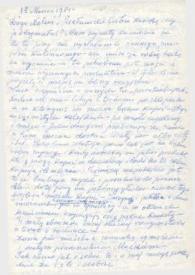 Portada:Carta dirigida a Aniela Rubinstein. Varsovia (Polonia), 13-03-1981