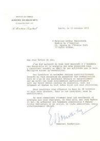 Portada:Carta dirigida a Arthur Rubinstein. París (Francia), 10-10-1973