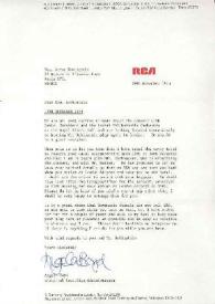 Portada:Carta dirigida a Aniela Rubinstein. Londres (Inglaterra), 29-11-1973