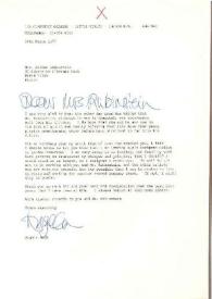 Portada:Carta dirigida a Aniela Rubinstein. Londres (Inglaterra), 10-03-1977