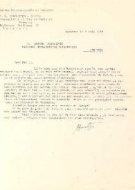 Portada:Carta dirigida a Arthur Rubinstein. Bucarest (Rumanía), 06-08-1945
