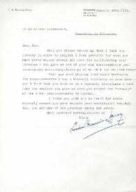 Portada:Carta dirigida a Arthur Rubinstein. Wassenaar (Holanda), 30-01-1973