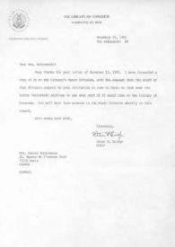 Portada:Carta dirigida a Aniela Rubinstein. Washington D.C., 29-11-1985
