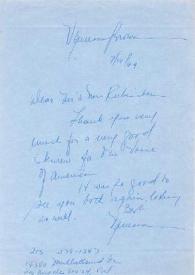 Portada:Carta dirigida a Aniela y Arthur Rubinstein. Los Angeles (California), 19-07-1969