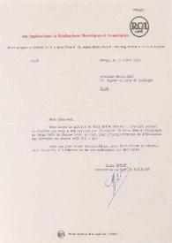 Portada:Carta dirigida a Arthur Rubinstein. París (Francia), 10-04-1959
