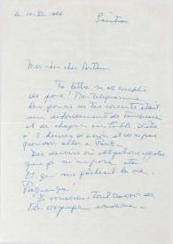 Portada:Carta dirigida a Arthur Rubinstein. Sintra (Portugal), 10-11-1964
