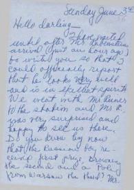 Portada:Carta dirigida a Aniela Rubinstein. París (Francia), 03-06-1956