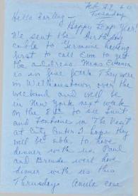 Portada:Carta dirigida a Aniela Rubinstein, 29-02-1960