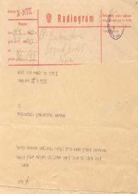Portada:Telegrama dirigido a Arthur Rubinstein. Nueva York, 08-03-1960