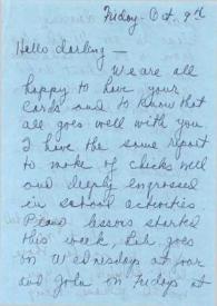 Portada:Carta dirigida a Aniela Rubinstein. Nueva York , 09-10-1960