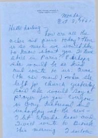 Portada:Carta dirigida a Aniela Rubinstein. Nueva York, 10-10-1961