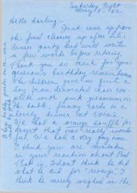 Portada:Carta dirigida a Aniela Rubinstein. Nueva York, 05-05-1962