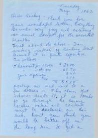 Portada:Carta dirigida a Aniela Rubinstein. Beverly Hills (California), 07-05-1963