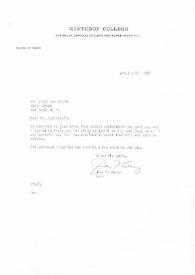 Portada:Carta dirigida a Arthur Rubinstein. Rock Hill (Carolina), 31-01-1967