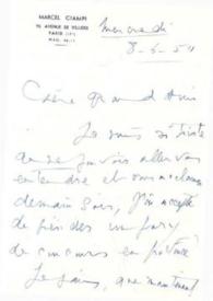 Portada:Carta dirigida a Arthur Rubinstein. París (Francia), 08-06-1954