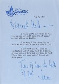 Portada:Carta dirigida a Aniela Rubinstein. Hot Springs (Virginia), 06-07-1957