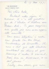 Portada:Carta dirigida a Aniela Rubinstein. Saint -Tropez (Suiza), 19-05-1971