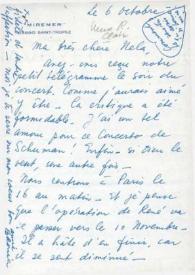 Portada:Carta dirigida a Aniela Rubinstein. Saint -Tropez (Suiza), 06-10-1975