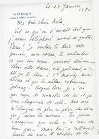 Portada:Carta dirigida a Aniela Rubinstein. Saint -Tropez (Suiza), 28-01-1980