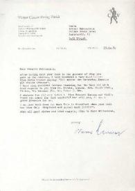 Portada:Carta dirigida a Arthur Rubinstein. Zurich (Suiza), 23-10-1980