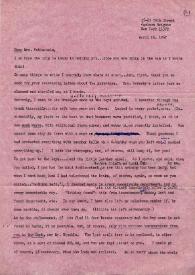 Portada:Carta dirigida a Aniela Rubinstein. Nueva York, 26-04-1967