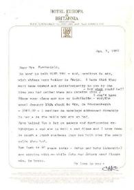 Portada:Carta dirigida a Aniela Rubinstein. Nueva York, 03-01-1981