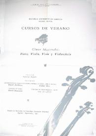 Portada:Cursos de Verano 1991 : Clases magistrales Piano Violín, Viola y Violonchelo