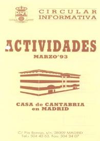 Portada:Actividades Marzo 93 : Casa de Cantabria en Madrid